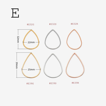 10pcs Gold/ Silver/ Rose Gold Teardrop Link Connector Charms 32/ 38mm, Gold/ Rhodium plated Brass Geometric Shape Pendants (GB-097)