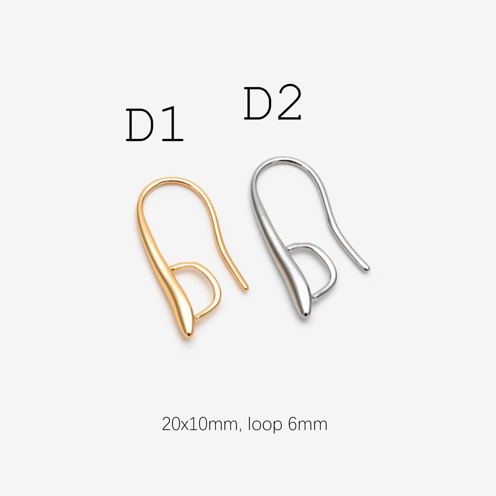 10pcs Gold/ Rhodium plated Brass Shell Earring Hook with Loop, Simple Earwires Earring Components (GB-2968)