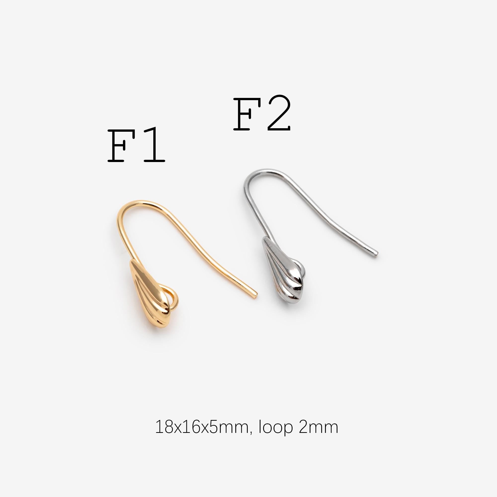 10pcs Gold/ Rhodium plated Brass Earring Hook with Loop, Simple Earwires Earring Components (GB-3040)