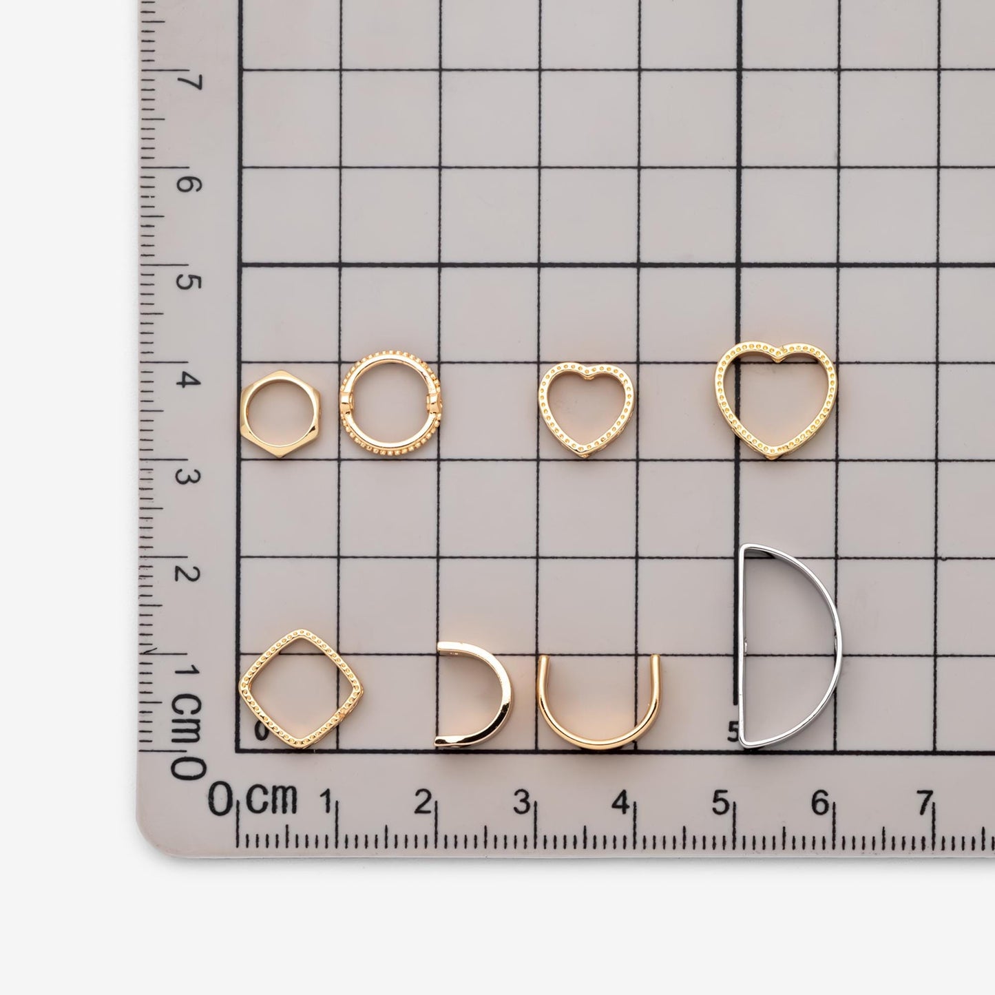 10pcs Gold Round Bead Frame Charms, Real Gold plated Brass Half Ring Connectors, Inner 8.5/ 9.8mm (GB-112)