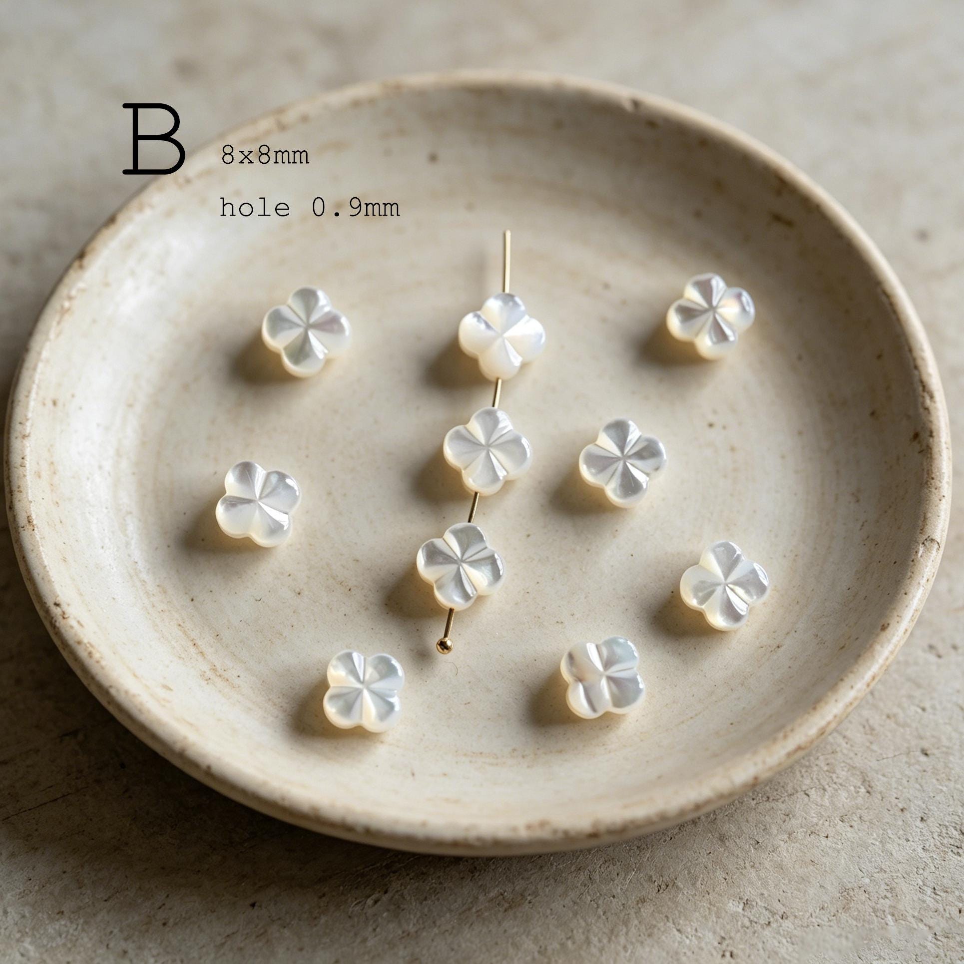 4pcs Double-Sided Shell Beads, Carved Mother of Pearl Beads for DIY Necklace, Handmade Jewelry (BK-005)