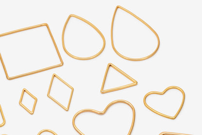 10pcs Gold/ Silver/ Rose Gold Teardrop Link Connector Charms 32/ 38mm, Gold/ Rhodium plated Brass Geometric Shape Pendants (GB-097)