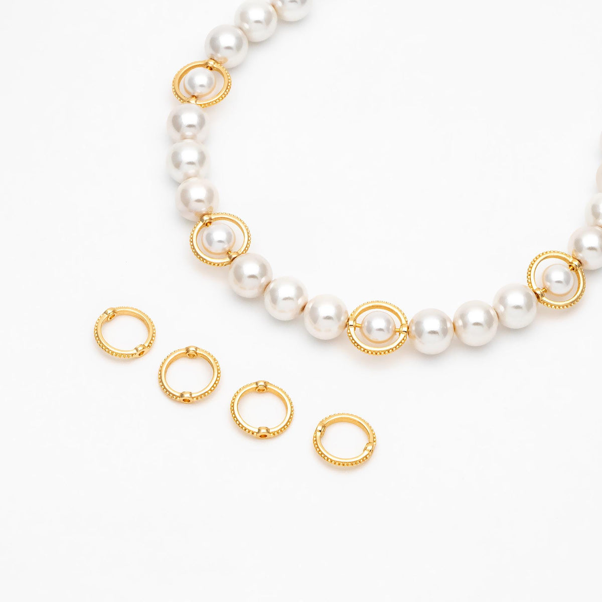 10pcs Gold Geometric Bead Frame Charms, Real Gold plated Brass Geometric Link Connectors (GB-112)