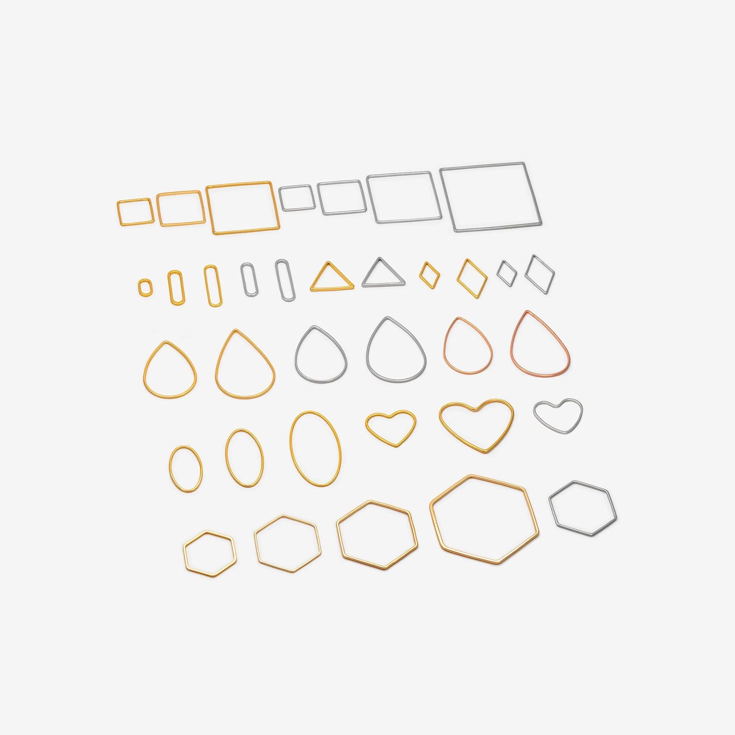 10pcs Gold/ Silver/ Rose Gold Teardrop Link Connector Charms 32/ 38mm, Gold/ Rhodium plated Brass Geometric Shape Pendants (GB-097)