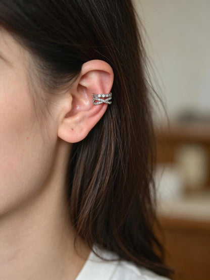 4pcs CZ Pave Gold Ear Cuffs, Dainty Ear Cuff, Delicate Ear Cuff, Ear Cuff No Piercing (GB-1335)