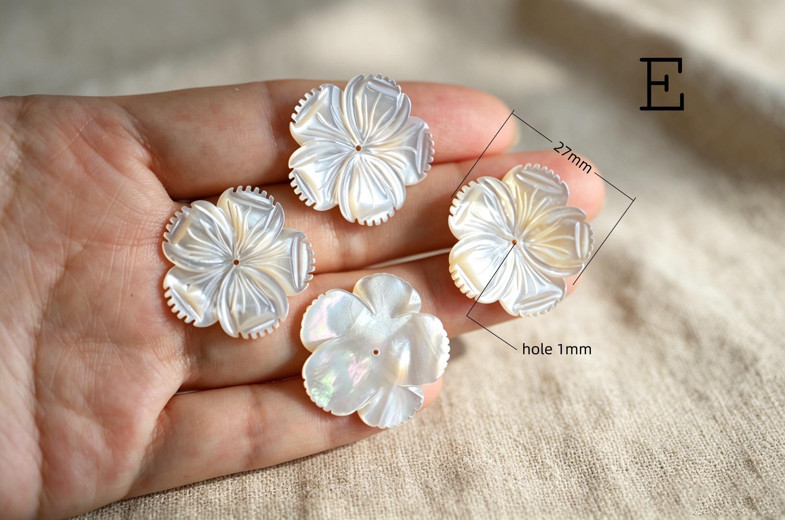 4pcs Mother of Pearl Carved Flowers, Unique Large Shell Flowers (BK-019)