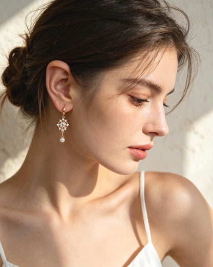 4pcs CZ Pave Gold Geometric Charm Connector, Real Gold plated Brass, Dainty Earring Connector (GB-2535)