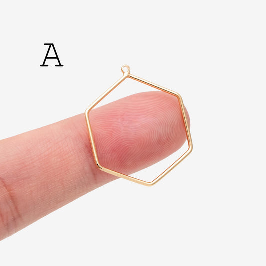 10pcs Gold/ Silver Tone Geometric Charms, 18K Gold/ Rhodium plated Brass Link Pendants, Teardrop Square Rhombus Triangle Heart (GB-368)