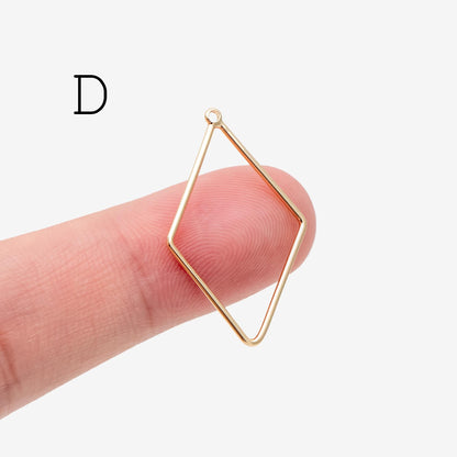 10pcs Gold/ Silver Tone Geometric Charms, 18K Gold/ Rhodium plated Brass Link Pendants, Teardrop Square Rhombus Triangle Heart (GB-368)