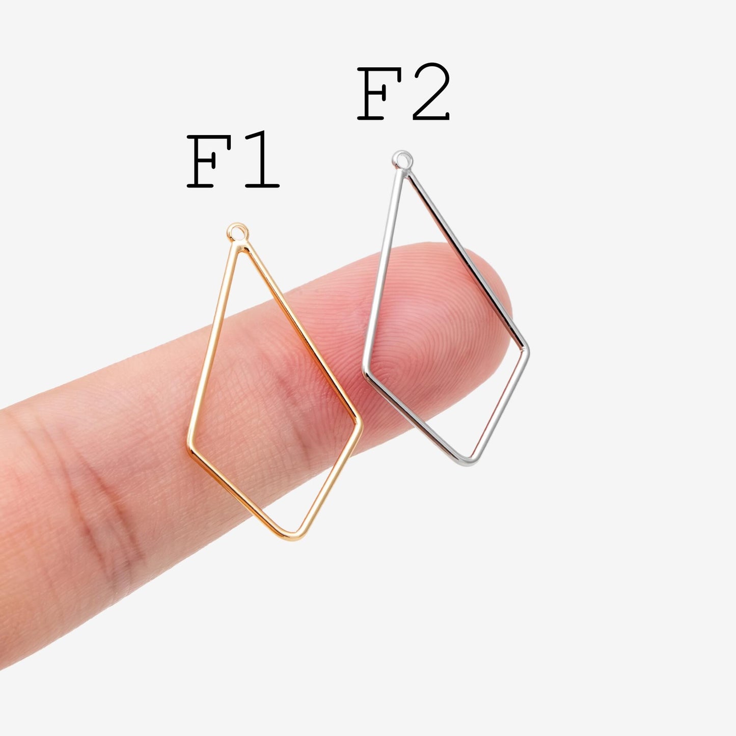10pcs Gold/ Silver Tone Geometric Charms, 18K Gold/ Rhodium plated Brass Link Pendants, Teardrop Square Rhombus Triangle Heart (GB-368)