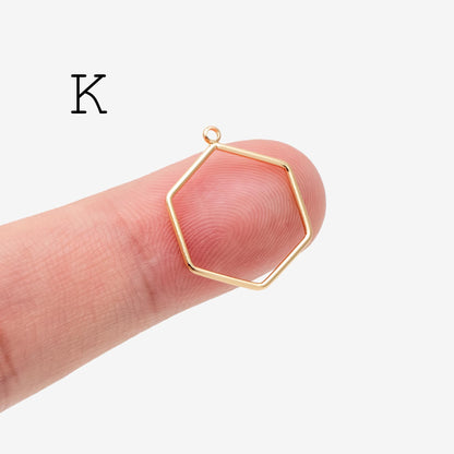 10pcs Gold/ Silver Tone Geometric Charms, 18K Gold/ Rhodium plated Brass Link Pendants, Teardrop Square Rhombus Triangle Heart (GB-368)