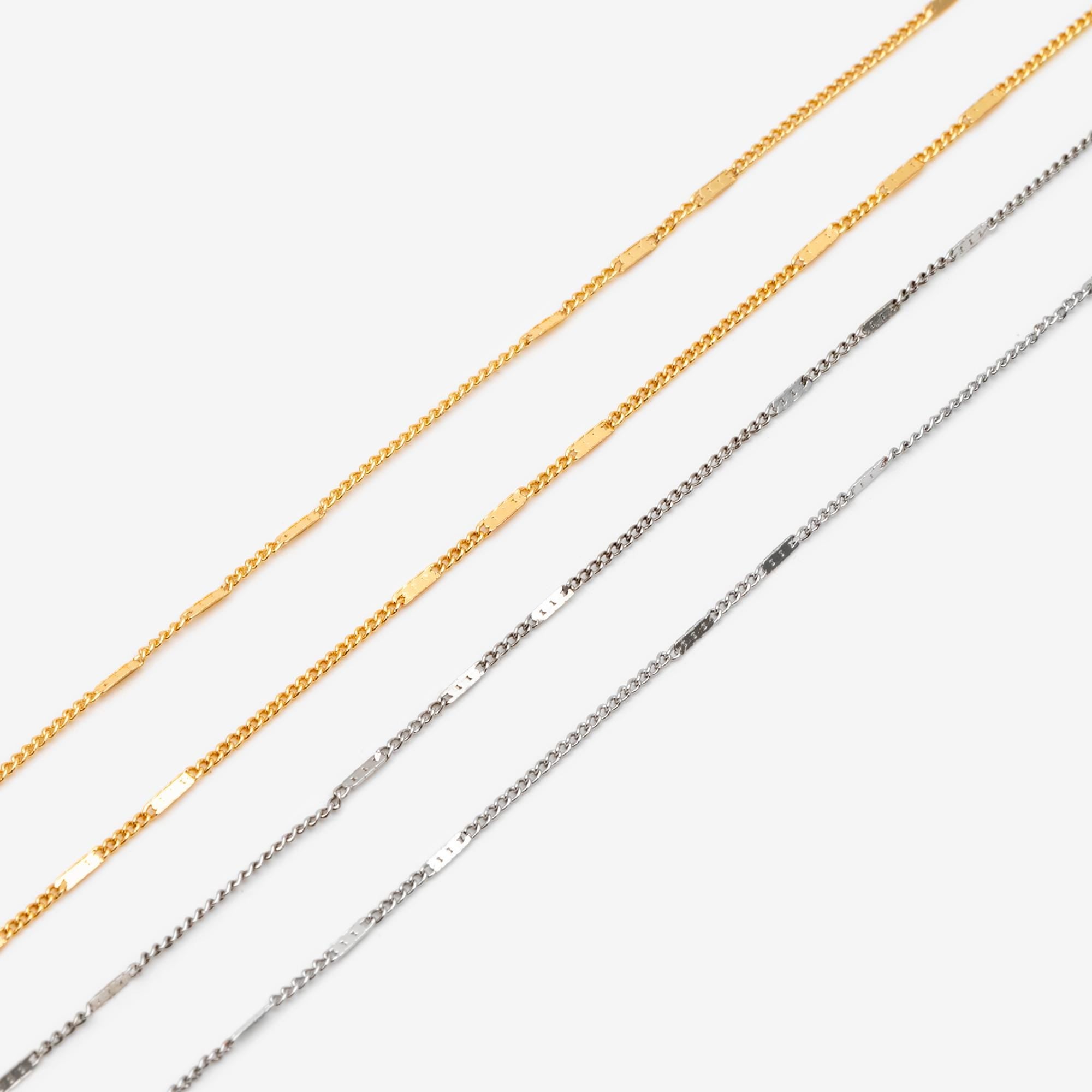 Gold Flat Circle Chains 1mm, Tiny Curb Chains, 18K Gold plated Brass, Dainty Necklace Findings (#LK-433)/ 1 Meter=3.3 ft
