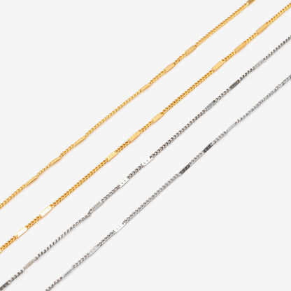 Gold Flat Circle Chains 1mm, Tiny Curb Chains, 18K Gold plated Brass, Dainty Necklace Findings (#LK-433)/ 1 Meter=3.3 ft