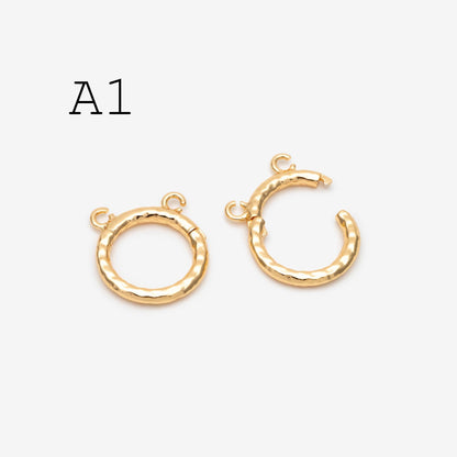 4pcs Gold Circle Clasp, Round Hammered Clasp for DIY Jewelry Making Supply (GB-4778)