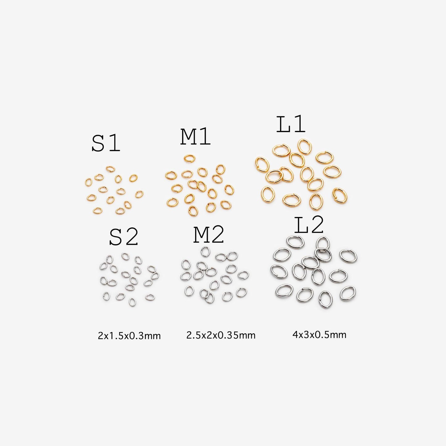 200pcs Gold/ Rhodium plated Stainless Steel Oval Jump Rings, Open Jump Rings, 4x3x0.5mm (24 Gauge) (GB-4776)