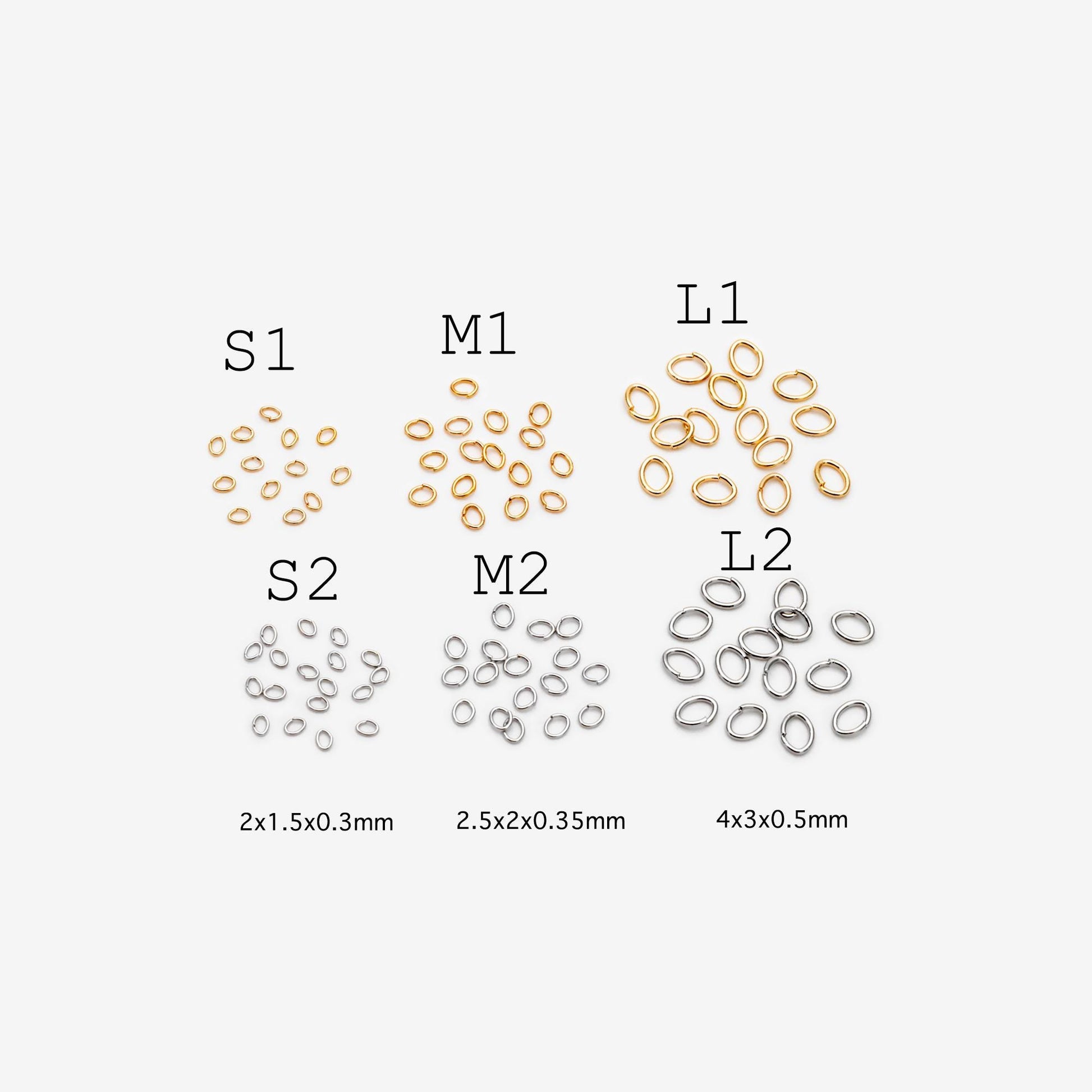 200pcs Gold/ Rhodium plated Stainless Steel Oval Jump Rings, Open Jump Rings, 4x3x0.5mm (24 Gauge) (GB-4776)