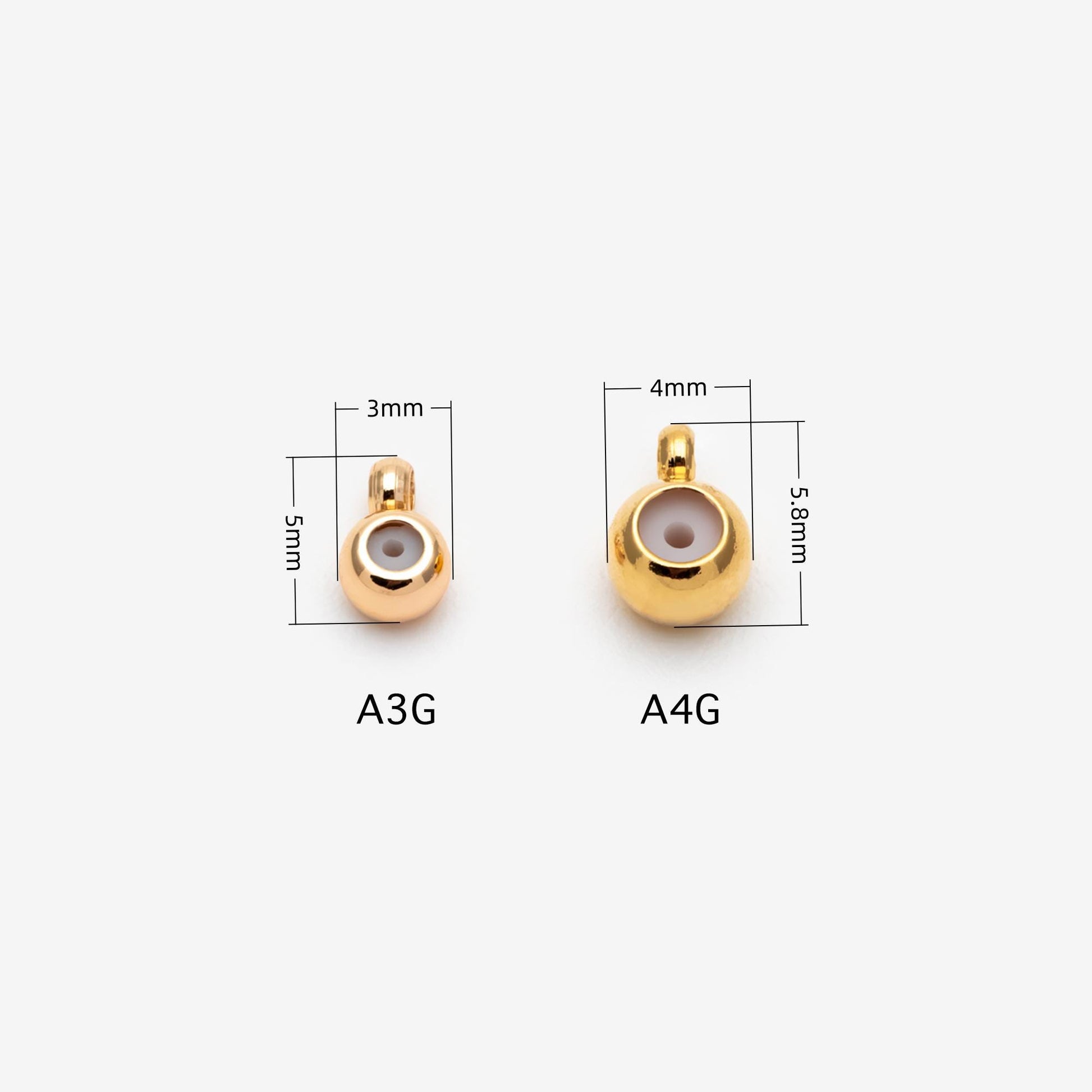 10pcs Gold/ Silver Tone Rondelle Rubber Stopper Beads 4/ 4.5/ 5.5/ 7.5mm, Gold/ Rhodium plated Brass Charm Holder Connector (GB-328)