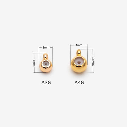 10pcs Gold/ Silver Tone Rondelle Rubber Stopper Beads 4/ 4.5/ 5.5/ 7.5mm, Gold/ Rhodium plated Brass Charm Holder Connector (GB-328)