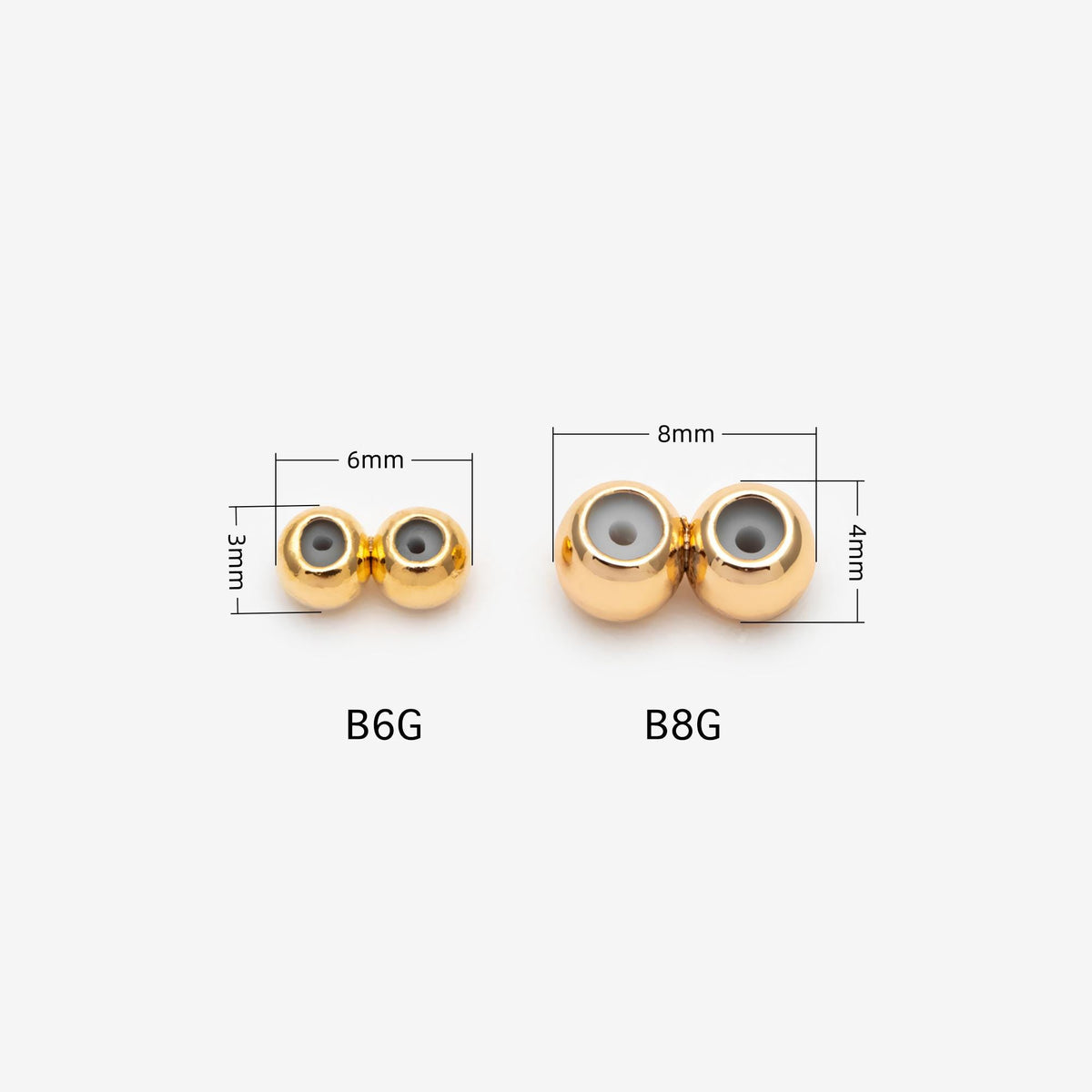 10pcs Gold/ Silver Tone Rondelle Rubber Stopper Beads , Gold/ Rhodium plated Brass Charm Holder Connector (GB-328)