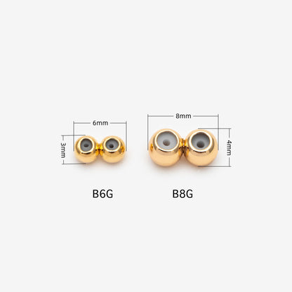 10pcs Gold/ Silver Tone Rondelle Rubber Stopper Beads , Gold/ Rhodium plated Brass Charm Holder Connector (GB-328)