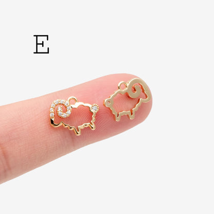 4pcs CZ Pave Gold/ Silver Tone Cute Animal Charms, Jewelry Making, Diy Material, Jewelry Supplies (GB-2074)