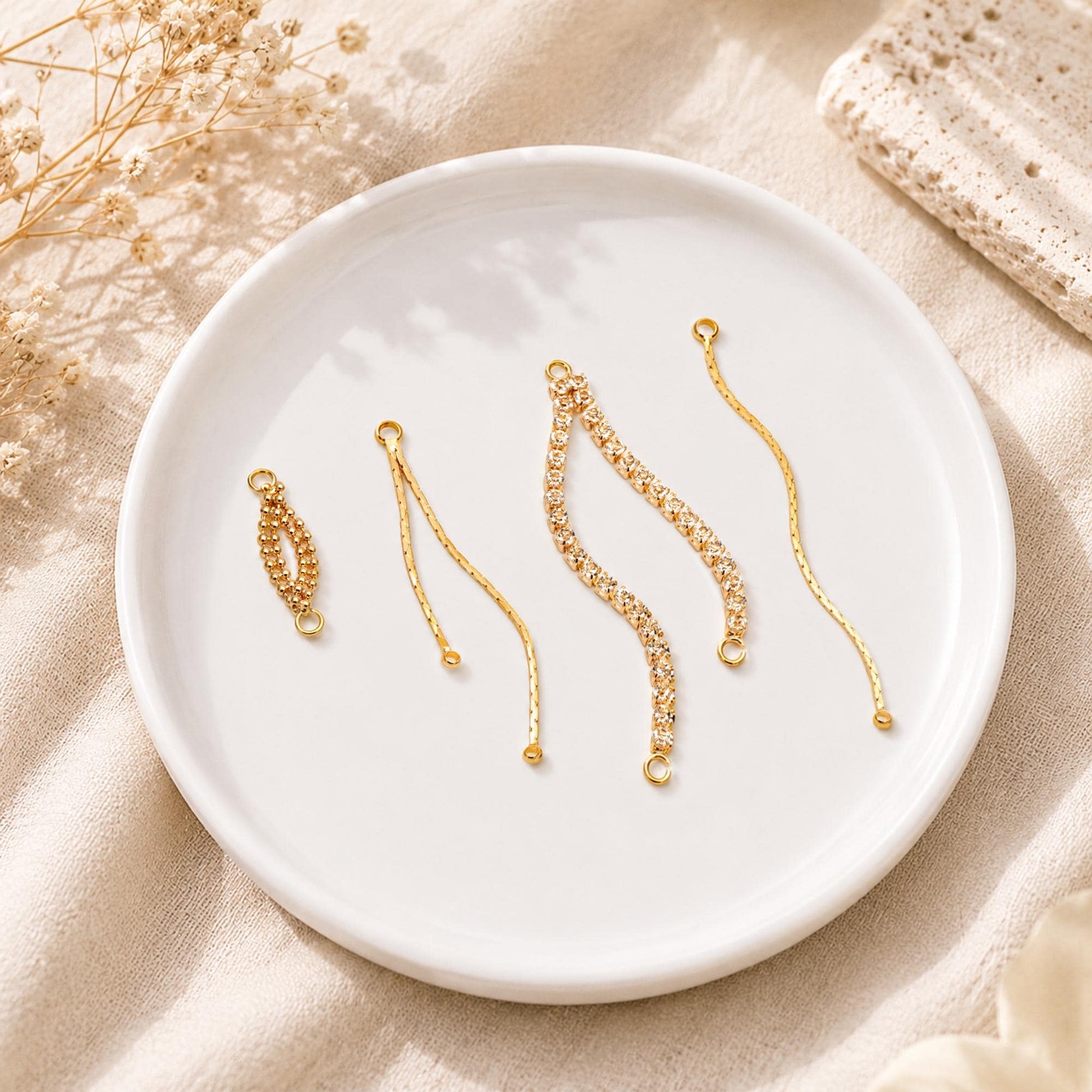 10pcs Gold/ Silver Tassel Charms, Tassel Connectors with Jump Rings (GB-244)