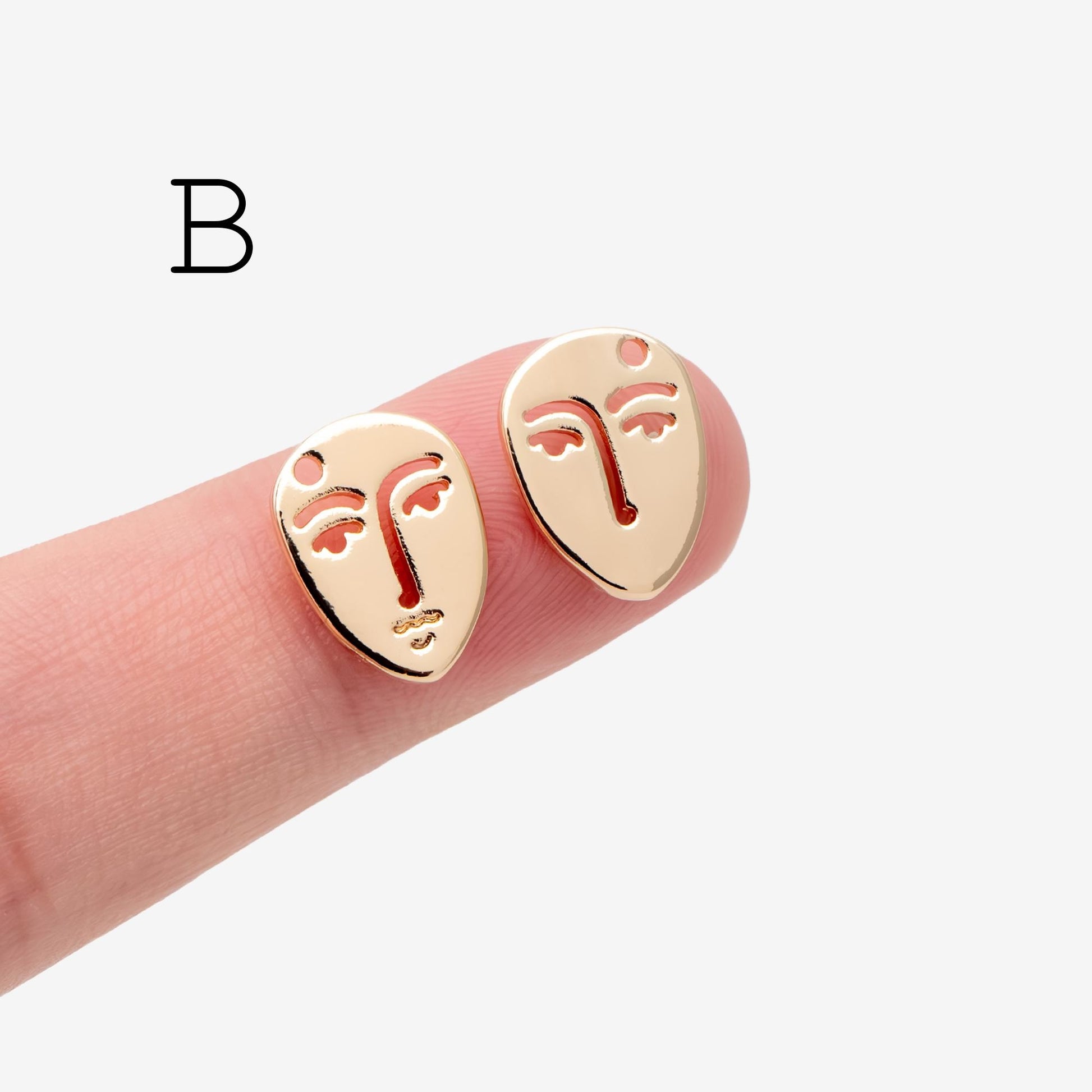 4pcs Gold Medallion Charm Pendant 17x14mm, Face Charm, Jewelry Supply (GB-1603)