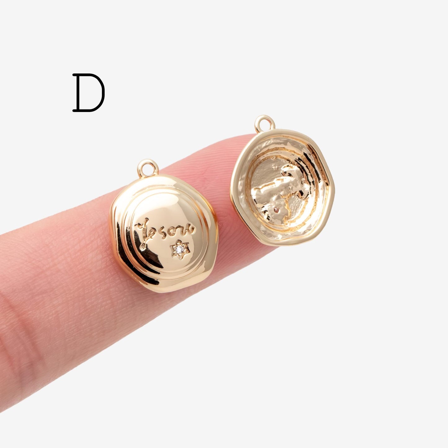 4pcs Gold Medallion Charm Pendant 17x14mm, Face Charm, Jewelry Supply (GB-1603)