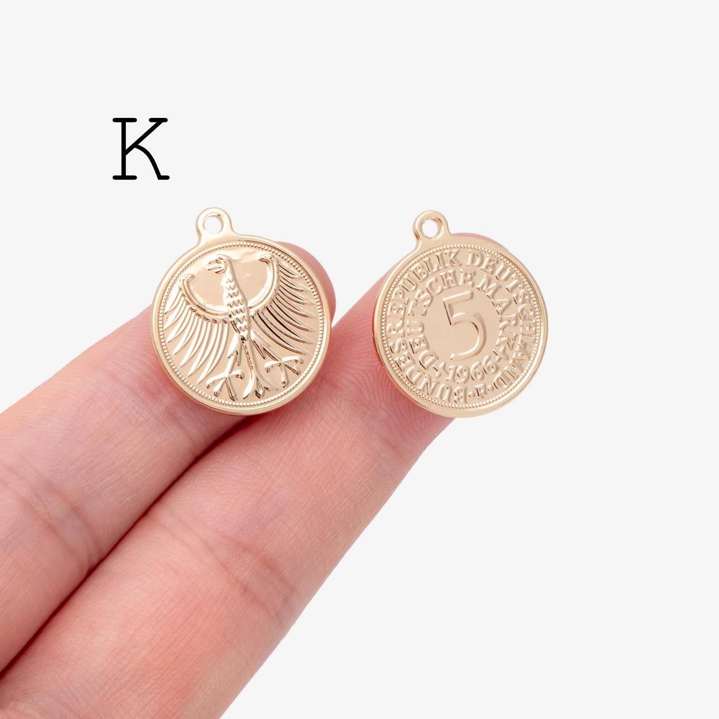 4pcs Gold Medallion Charm Pendant 17x14mm, Face Charm, Jewelry Supply (GB-1603)