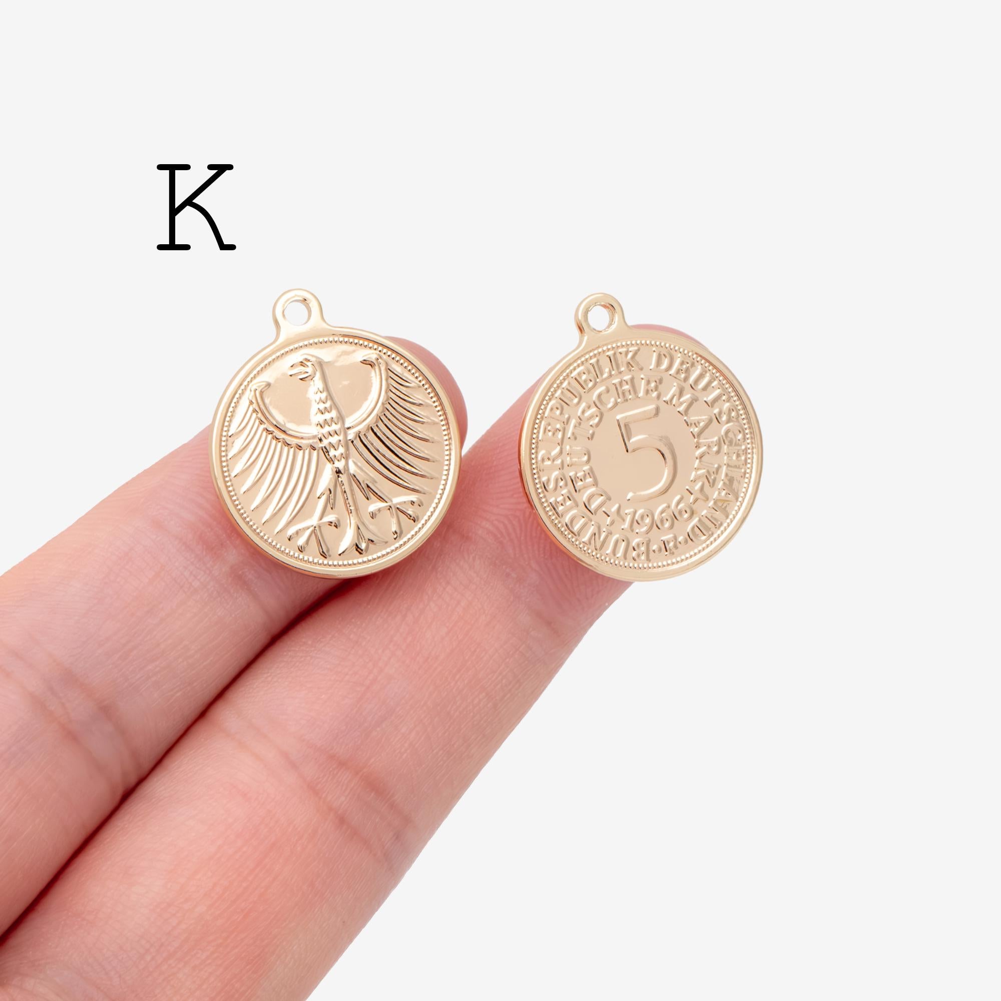 4pcs Gold Medallion Charm Pendant 17x14mm, Face Charm, Jewelry Supply (GB-1603)