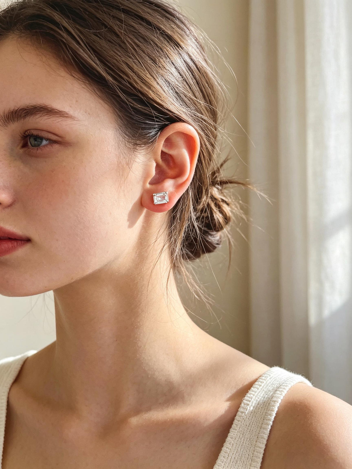 10pcs CZ Pave Daity Earring Studs, 18K Gold/ Rhodium plated Brass Ear Posts, Geometric Earring Findings (#GB-2618)