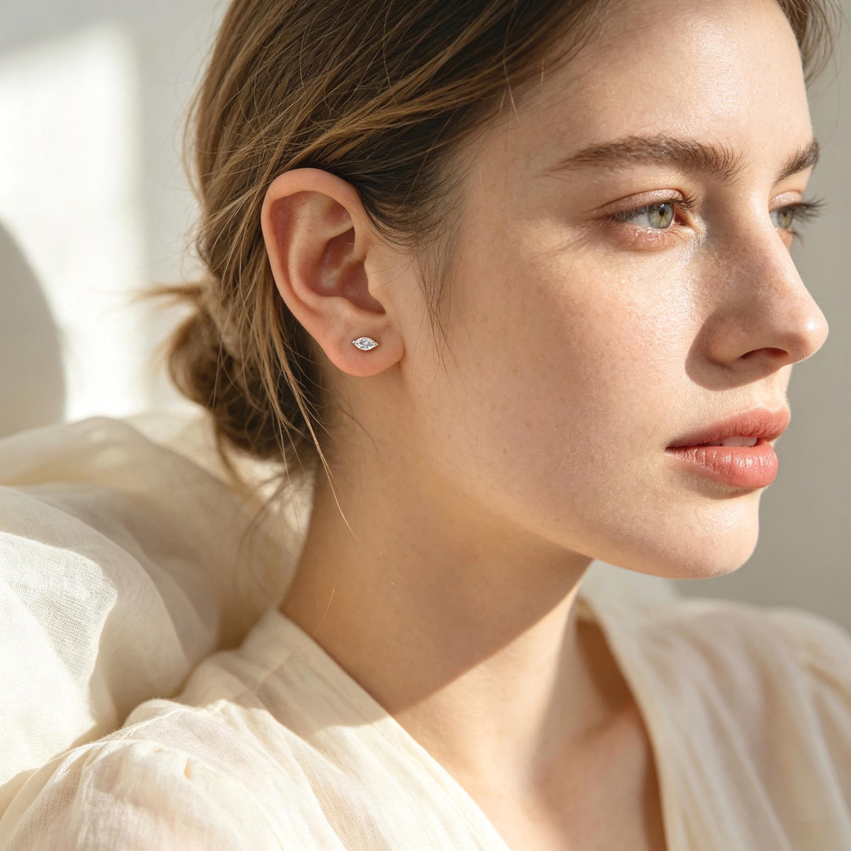 10pcs CZ Pave Daity Earring Studs, 18K Gold/ Rhodium plated Brass Ear Posts, Geometric Earring Findings (#GB-2618)