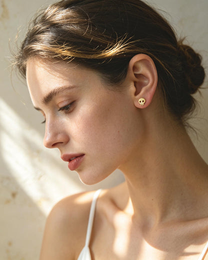 10pcs Gold Halloween Earrings , Gold Plated Brass Ghost Stud Earrings (GB-3312)