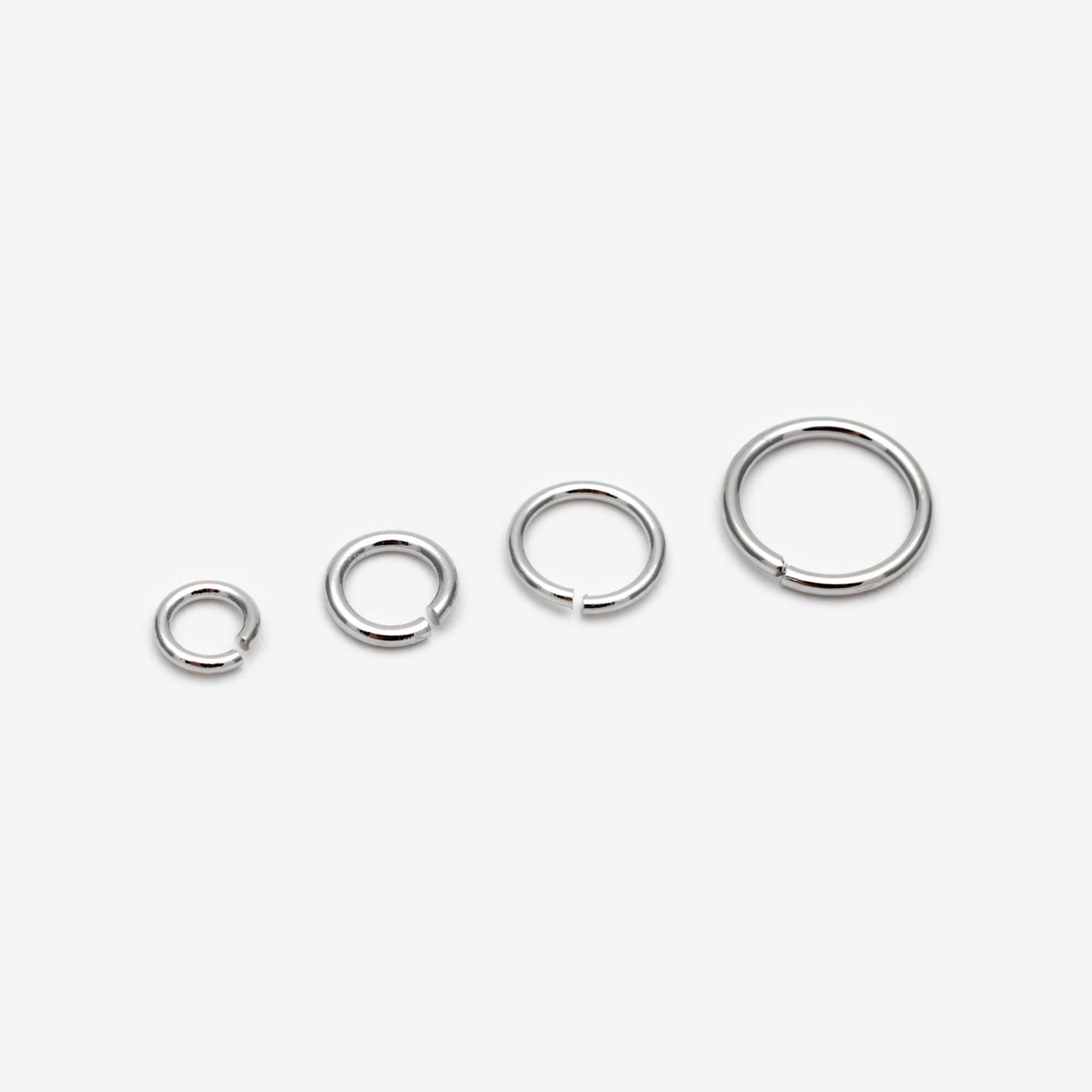 100pcs Silver Open Jump Rings, Rhodium plated Brass Split Rings, Multi Sizes Wholesale (GB-250)