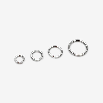 100pcs Silver Open Jump Rings, Rhodium plated Brass Split Rings, Multi Sizes Wholesale (GB-250)