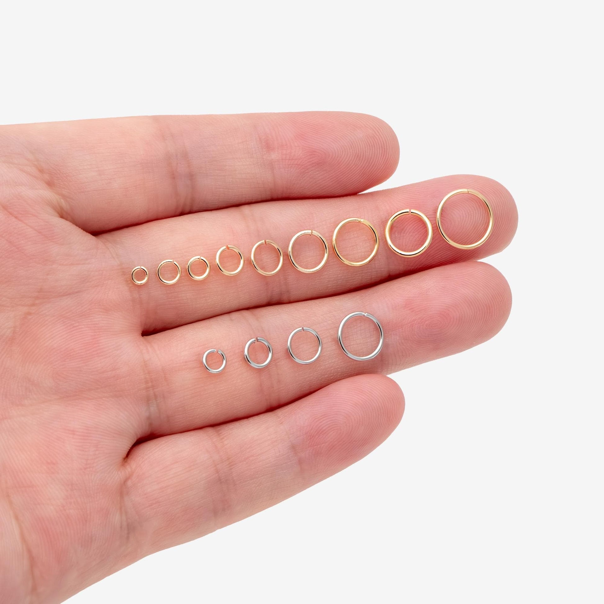 100pcs Silver Open Jump Rings, Rhodium plated Brass Split Rings, Multi Sizes Wholesale (GB-250)