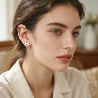 4pcs CZ Pave Heart Star Ear Posts, Gold/ Rhodium Plated Brass Stud Earrings, Jewelry Findings, Jewelry Making (GB-3571)
