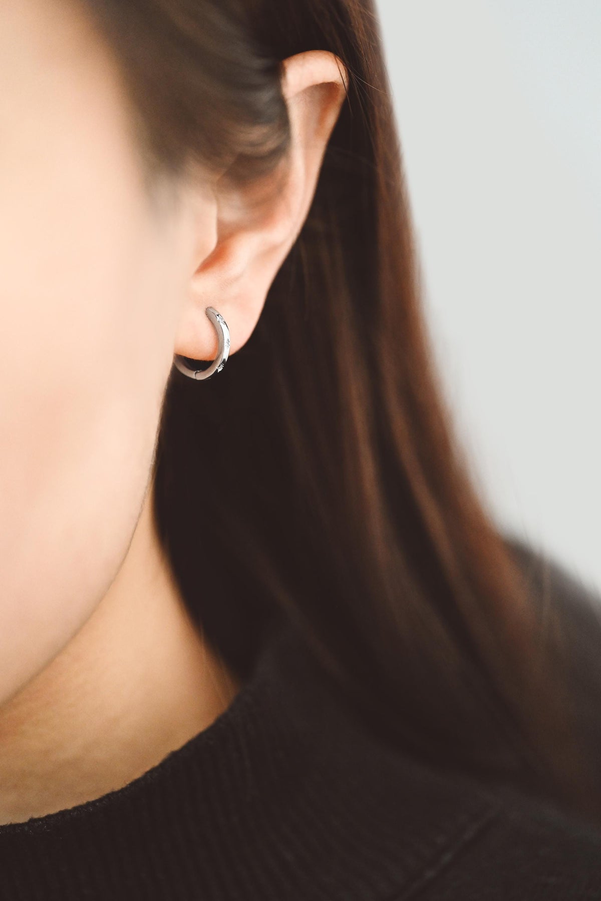 4pcs CZ Pave Gold/ Silver Hoop Earrings, 14mm, 18K Real Gold/ Rhodium plated Brass, Dainty Huggie Earrings, Minimalist Earrings (GB-2815-C)