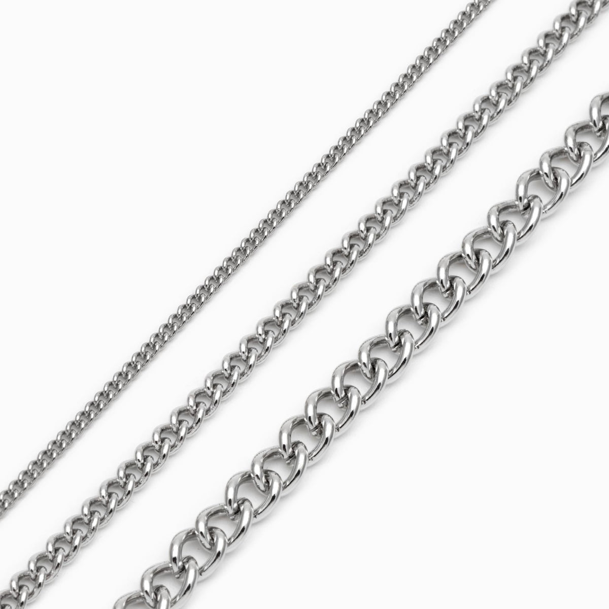 Gold/ Silver Tone Curb Chains 1.3/ 1.6/ 2.5/ 4mm, 18K Gold/ Rhodium plated Brass (#LK-249)/ 1 Meter=3.3 ft
