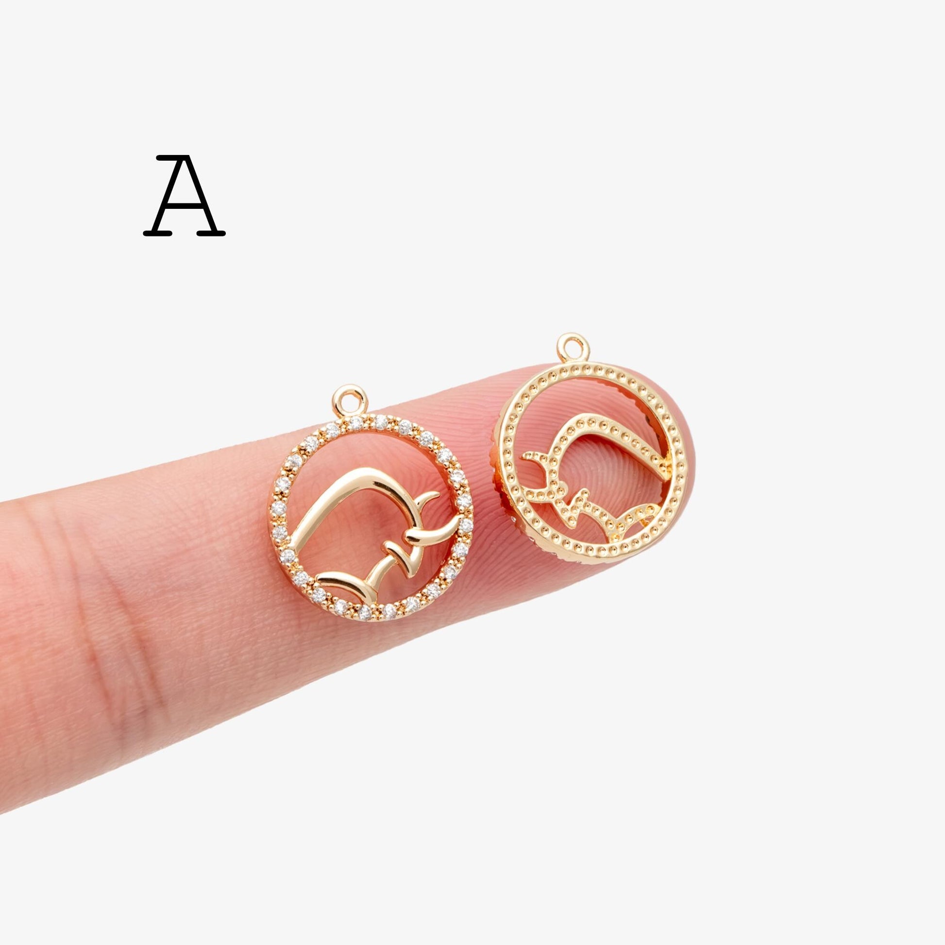 4pcs CZ Pave Gold Animal Charms, Earring Findings, Jewelry Making, Diy Material, Jewelry Supplies (GB-2507)