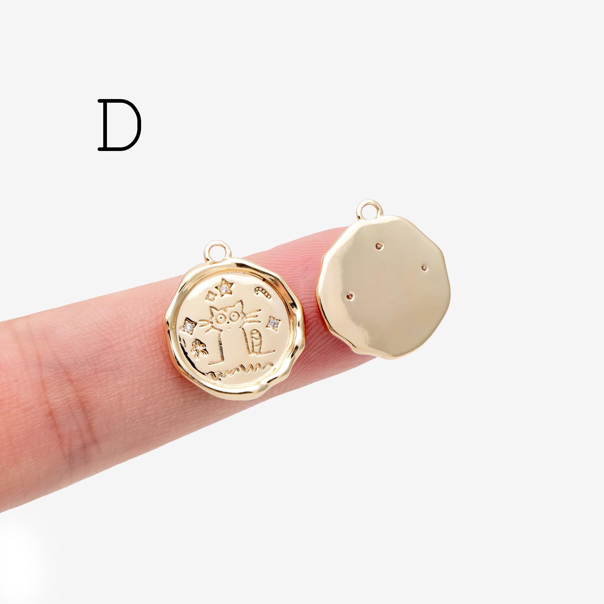 4pcs CZ Pave Gold Animal Charms, Earring Findings, Jewelry Making, Diy Material, Jewelry Supplies (GB-2507)