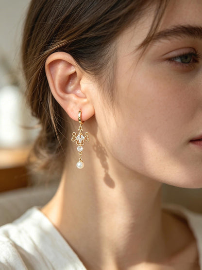4pcs CZ Pave Gold Geometric Charm Connector, Real Gold plated Brass, Dainty Earring Connector (GB-2535)