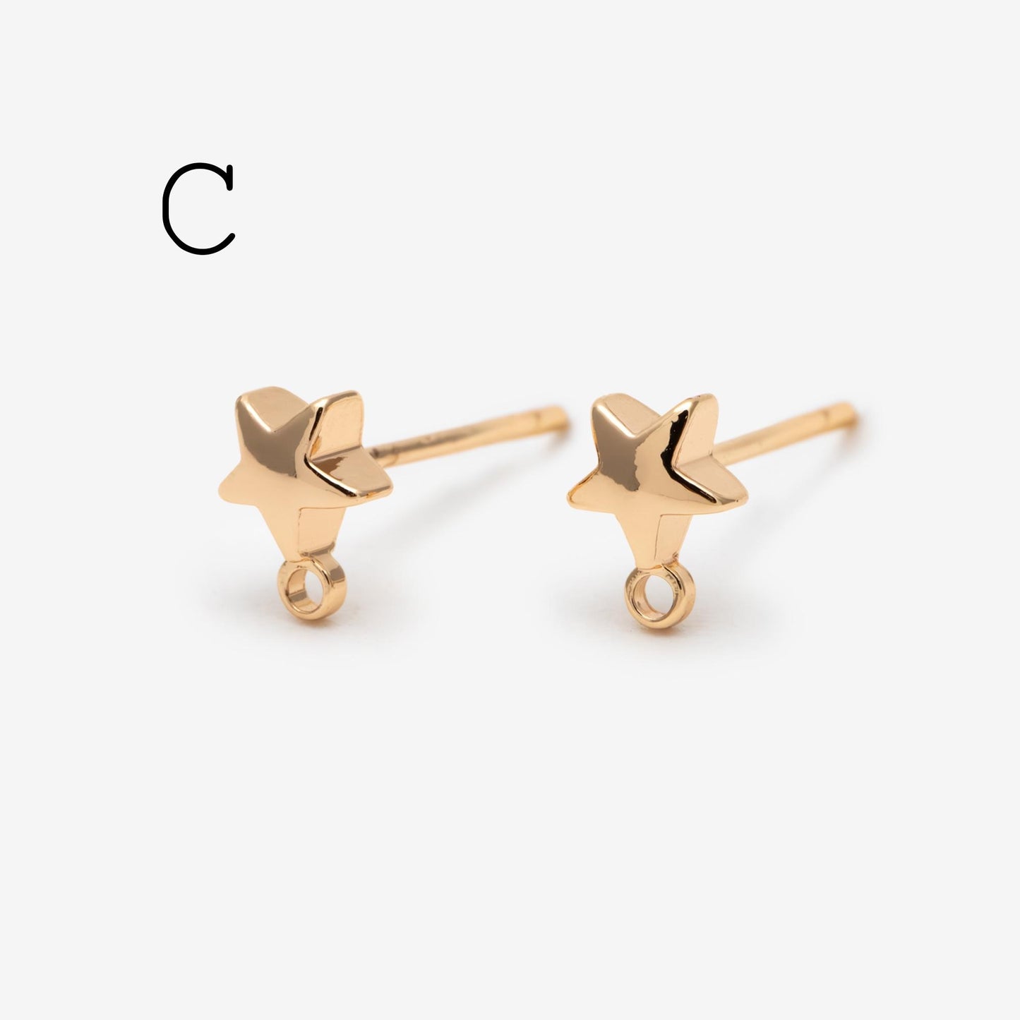 10pcs Star Chain Earring, 18x8mm, Gold Plated Brass Stud Earrings (#GB-1869)