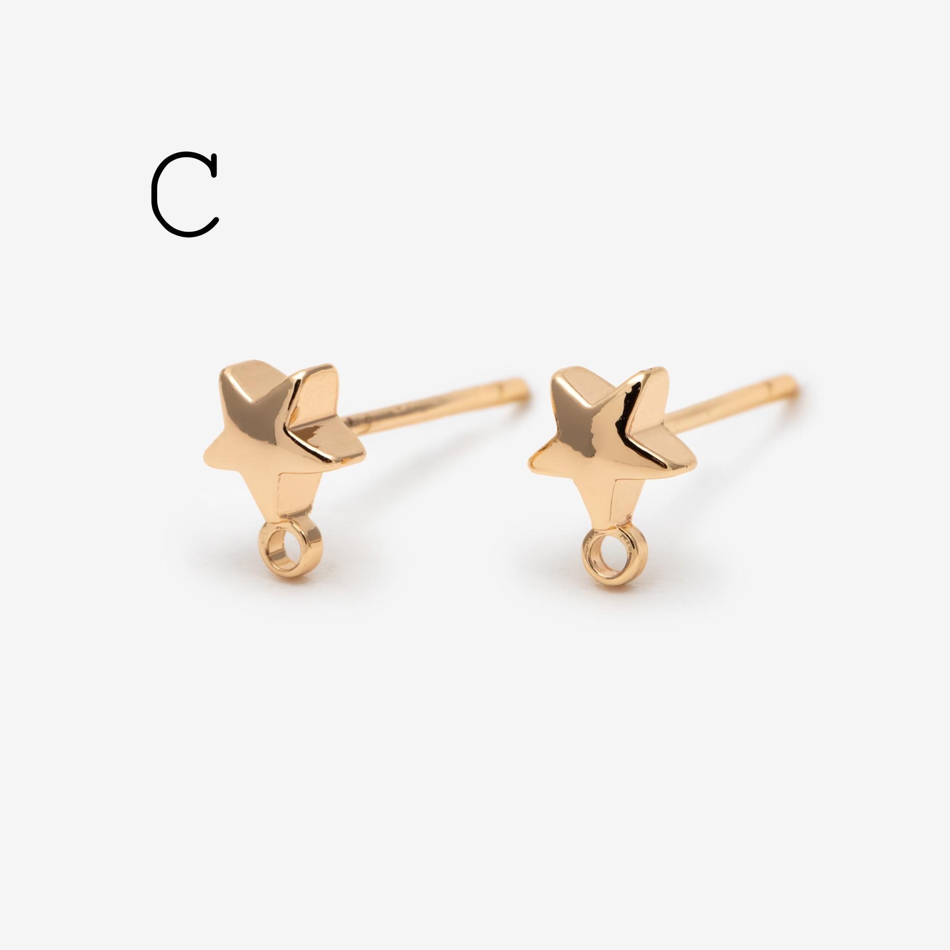 10pcs Star Chain Earring, 18x8mm, Gold Plated Brass Stud Earrings (#GB-1869)