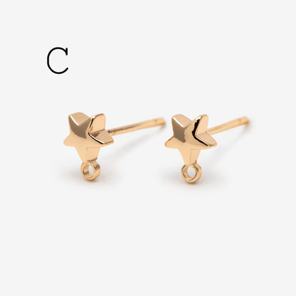 10pcs Star Chain Earring, 18x8mm, Gold Plated Brass Stud Earrings (#GB-1869)