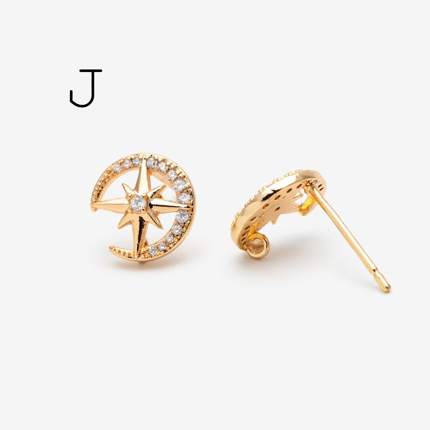 10pcs Star Chain Earring, 18x8mm, Gold Plated Brass Stud Earrings (#GB-1869)
