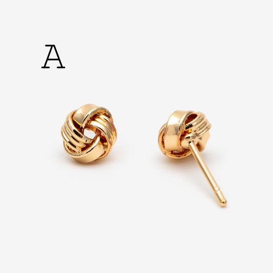 10pcs Gold Knot ear studs, Celtic knot earrings, Minimalist Stud Earrings (GB-4342)