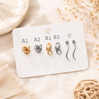 10pcs Silver Tone Knot Stud Earrings, Rhodium plated Brass, Minimalist Stud Earrings (GB-4693)