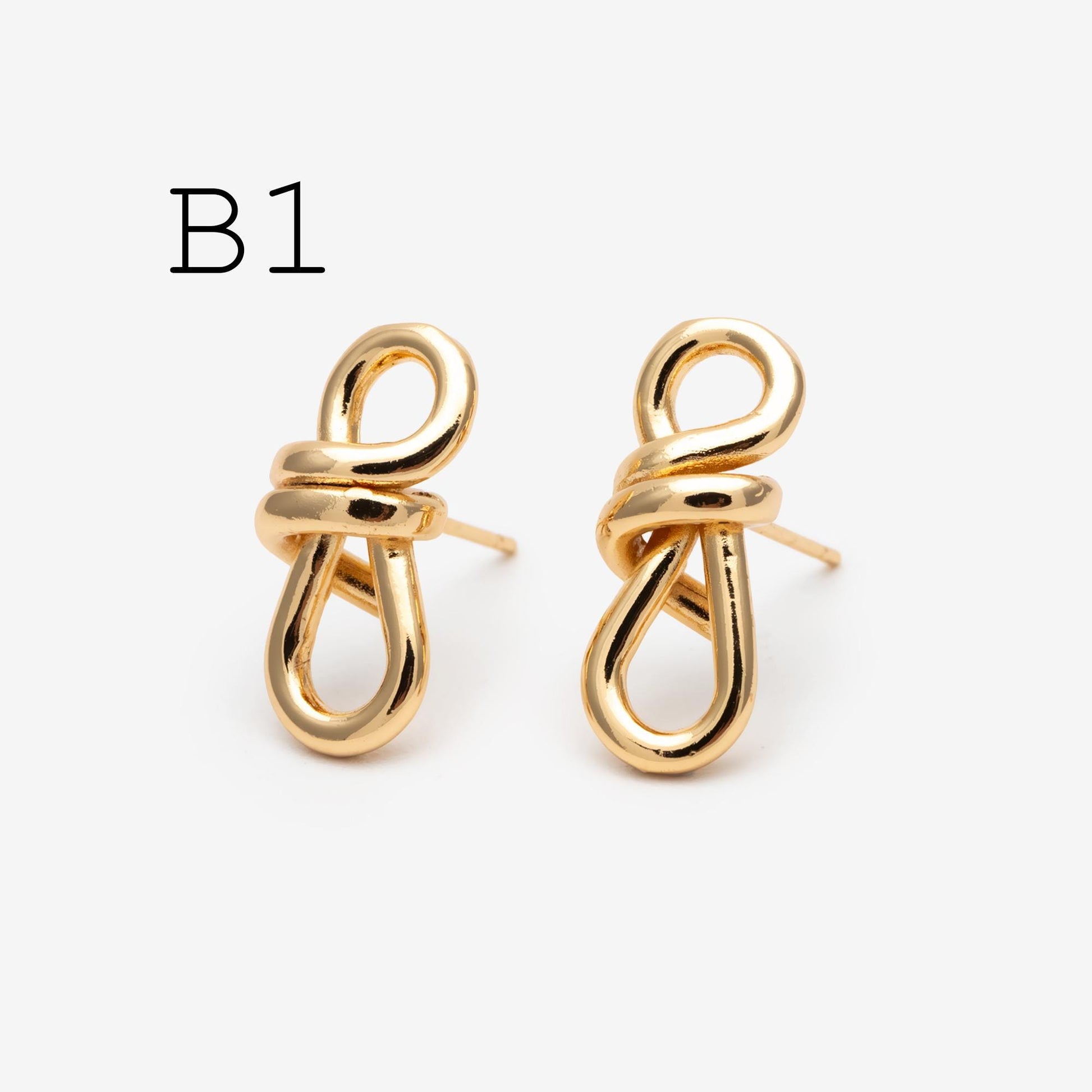 10pcs Silver Tone Knot Stud Earrings, Rhodium plated Brass, Minimalist Stud Earrings (GB-4693)