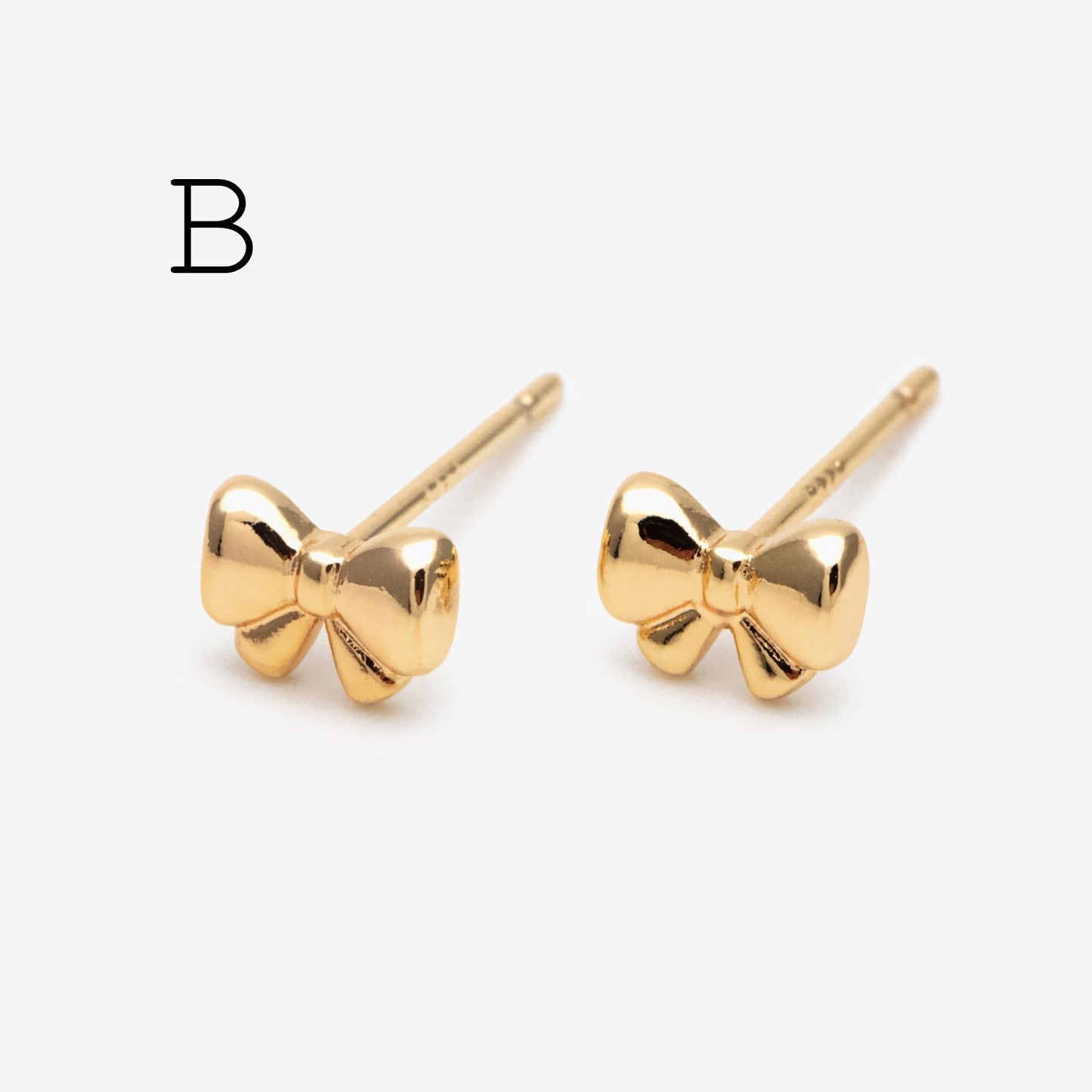 10pcs Tiny Bowknot Stud Earrings: 18K Gold Plated Brass (GB-4257)
